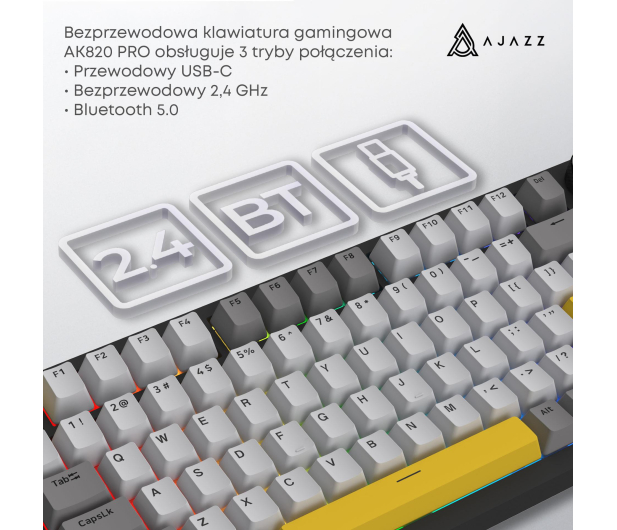 Ajazz AK820 Pro Gift Switch Black Gray Yellow RGB - 1536364 - zdjęcie 7